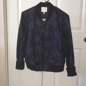 Silence + Noise Blue and Black Letterman Jacket